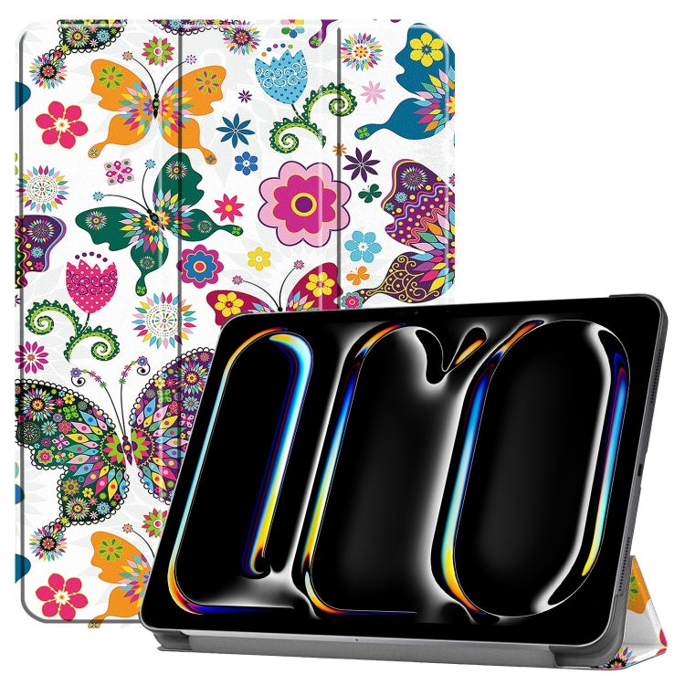 Custer Painted 3-Fold Holder Smart Leather Tablet Case, For iPad Pro 11 2025 / 2024