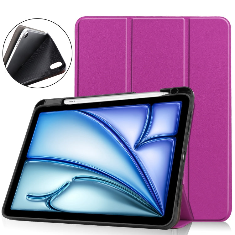 Custer TPU Pure Color 3-Fold Holder Smart Leather Tablet Case, For iPad Air 11 2024 / 2025 / 2026