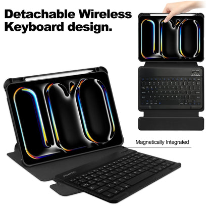 Transparent Rotation Smart Leather Tablet Case with Keyboard