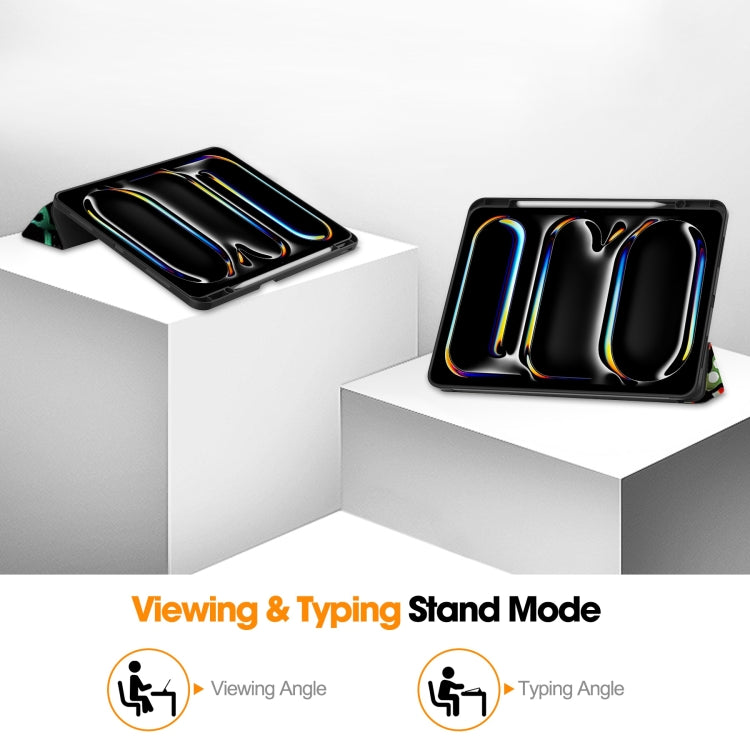 Custer Painted 3-Fold Holder Smart Leather Tablet Case with Pen Tray