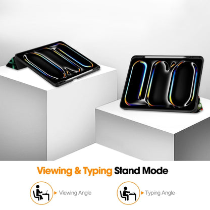 Custer Painted 3-Fold Holder Smart Leather Tablet Case with Pen Tray