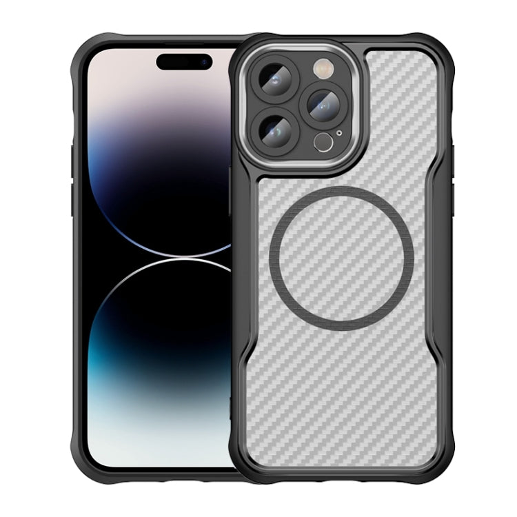 Carbon Fiber Texture MagSafe Translucent Phone Case, For iPhone 15 Pro, For iPhone 15 Plus / 14 Plus, For iPhone 15, For iPhone 14, For iPhone 14 Pro, For iPhone 14 Pro Max