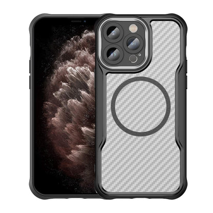 Carbon Fiber Texture MagSafe Translucent Phone Case, For iPhone 11 Pro Max, For iPhone 11, For iPhone 11 Pro