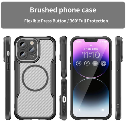 Carbon Fiber Texture MagSafe Translucent Phone Case, For iPhone 11 Pro Max, For iPhone 11, For iPhone 11 Pro