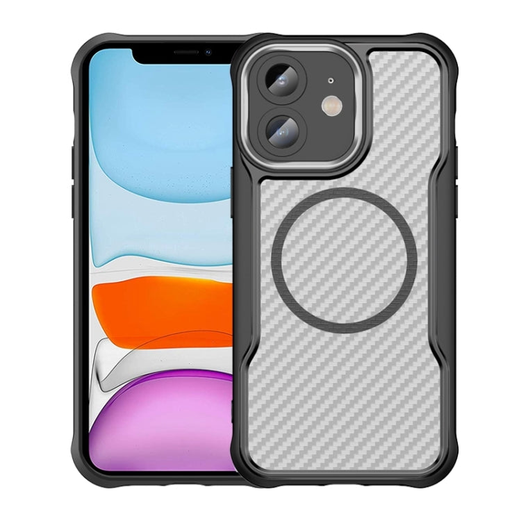 Carbon Fiber Texture MagSafe Translucent Phone Case, For iPhone 11 Pro Max, For iPhone 11, For iPhone 11 Pro