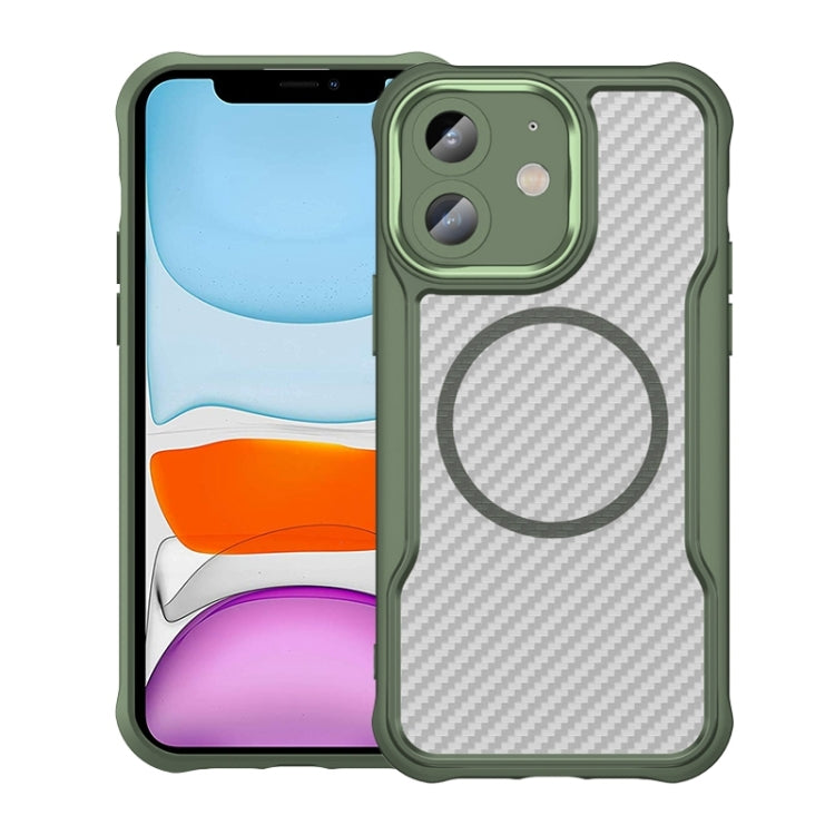Carbon Fiber Texture MagSafe Translucent Phone Case, For iPhone 11 Pro Max, For iPhone 11, For iPhone 11 Pro
