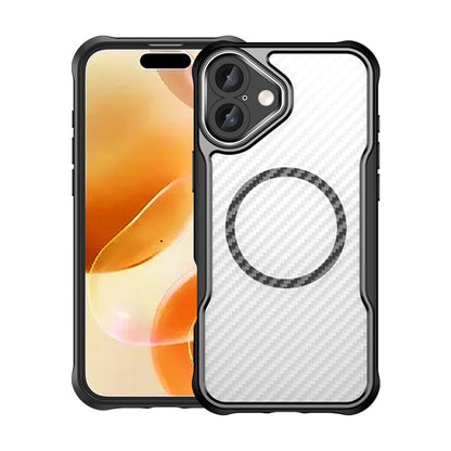 Carbon Fiber Texture MagSafe Translucent Phone Case, For iPhone 16 Pro, For iPhone 16 Plus, For iPhone 16, For iPhone 15 Pro Max, For iPhone 15 Pro, For iPhone 15 Plus / 14 Plus
