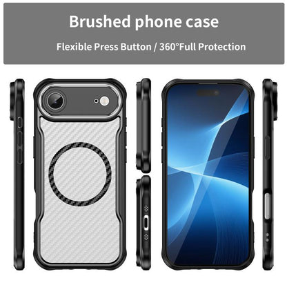 Carbon Fiber Texture MagSafe Translucent Phone Case, For  iPhone Air, For iPhone 16 Pro Max, For iPhone 16 Pro, For iPhone 16 Plus, For iPhone 16, For iPhone 15 Pro Max