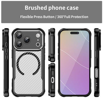 Carbon Fiber Texture MagSafe Translucent Phone Case, For iPhone 18 Pro, For iPhone 18 Pro Max, For iPhone 17e / 16e, For iPhone 17 Pro Max, For iPhone 17 Pro, For iPhone 17