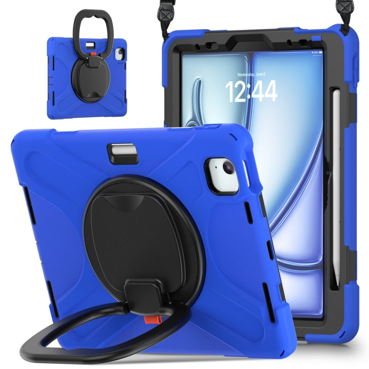 Silicone Hybrid PC Tablet Case with Holder & Shoulder Strap, For iPad Pro 11 2025 / 2024, For iPad Air 11 2024 / Air 11 2025