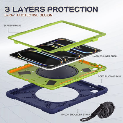 Silicone Hybrid PC Tablet Case with Holder & Shoulder Strap, For iPad Pro 11 2025 / 2024, For iPad Air 11 2024 / Air 11 2025