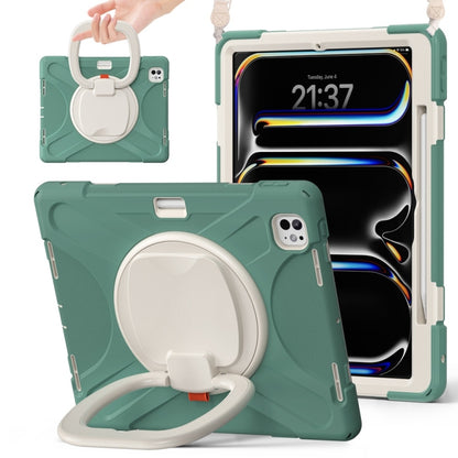 Silicone Hybrid PC Tablet Case with Holder & Shoulder Strap, For iPad Pro 11 2025 / 2024, For iPad Air 11 2024 / Air 11 2025