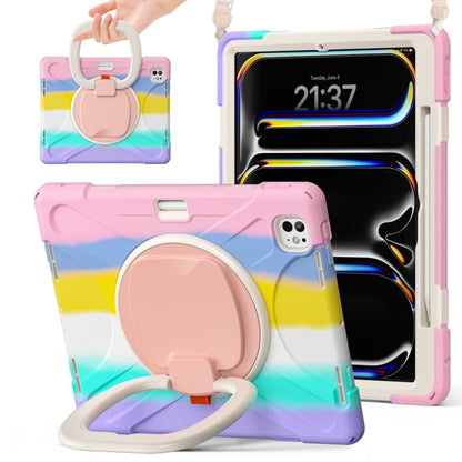 Silicone Hybrid PC Tablet Case with Holder & Shoulder Strap, For iPad Pro 11 2025 / 2024, For iPad Air 11 2024 / Air 11 2025