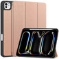 Custer TPU Pure Color 3-Fold Holder Smart Leather Tablet Case with Pen Tray