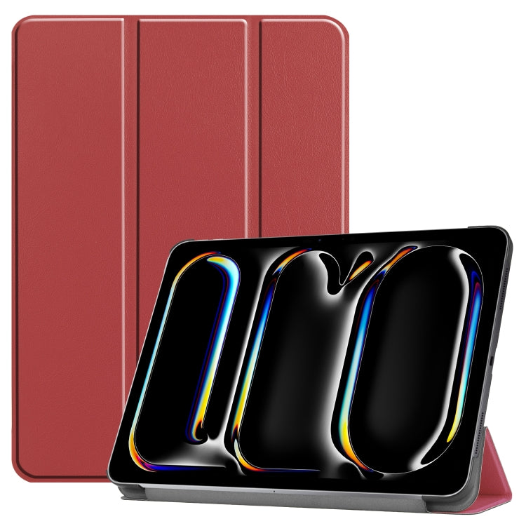 Custer TPU Pure Color 3-Fold Holder Smart Leather Tablet Case with Pen Tray