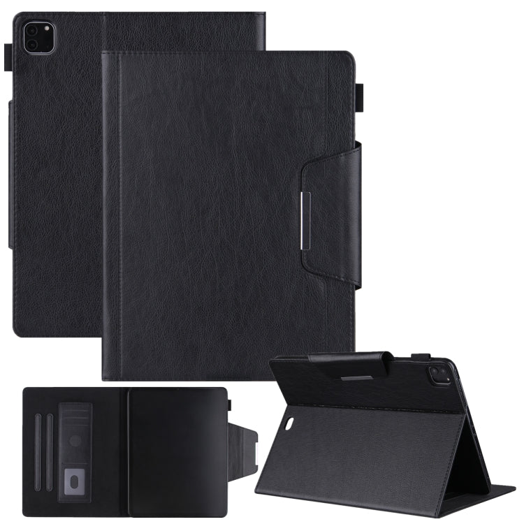 Solid Color Metal Buckle Leather Smart Tablet Case