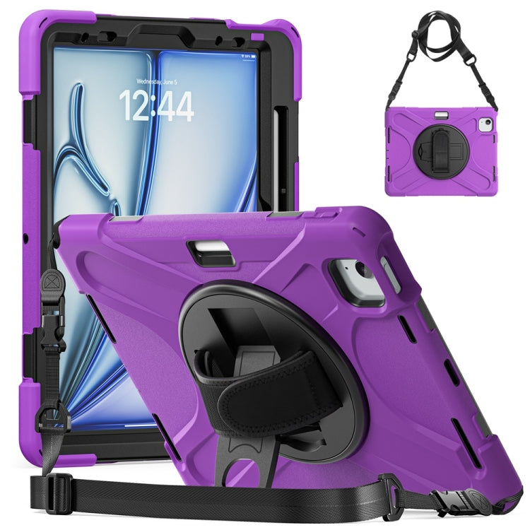 Rotatable Holder Silicone Hybrid PC Tablet Case with Shoulder Strap, For iPad Air 13 2026 / 2025 / 2024, For iPad Air 11 2026 / 2025 / 2024, For iPad Pro 13 2025 / 2024