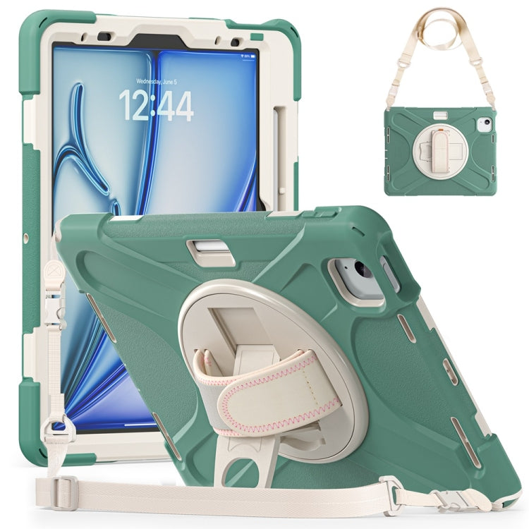 Rotatable Holder Silicone Hybrid PC Tablet Case with Shoulder Strap, For iPad Air 13 2026 / 2025 / 2024, For iPad Air 11 2026 / 2025 / 2024, For iPad Pro 13 2025 / 2024