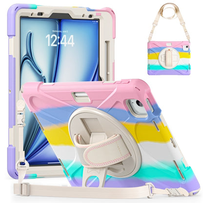 Rotatable Holder Silicone Hybrid PC Tablet Case with Shoulder Strap, For iPad Air 13 2026 / 2025 / 2024, For iPad Air 11 2026 / 2025 / 2024, For iPad Pro 13 2025 / 2024