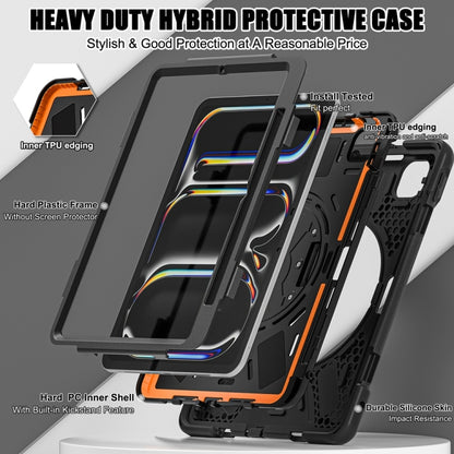 Rotatable Holder Silicone Hybrid PC Tablet Case with Shoulder Strap, For iPad Pro 11 2025 / 2024