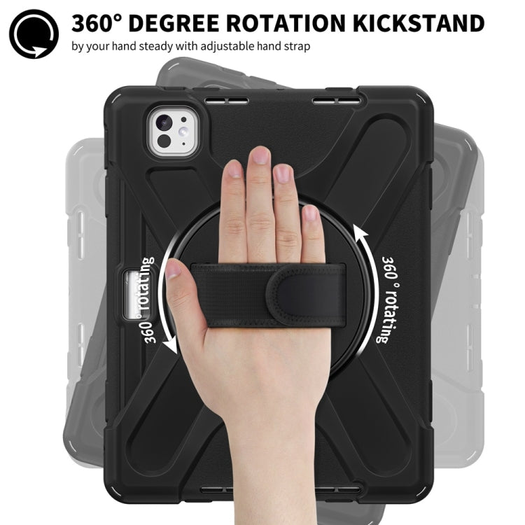 Rotatable Holder Silicone Hybrid PC Tablet Case with Shoulder Strap, For iPad Pro 11 2025 / 2024