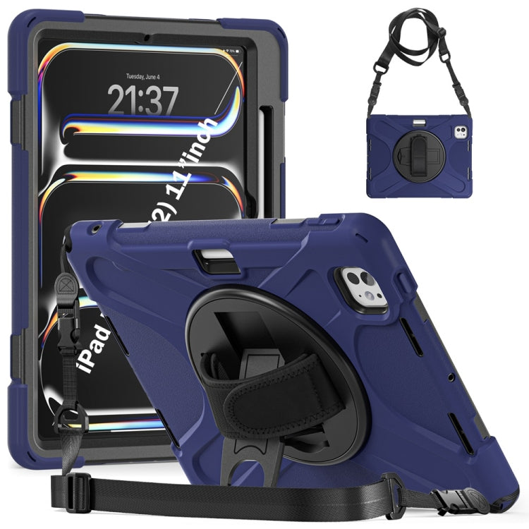Rotatable Holder Silicone Hybrid PC Tablet Case with Shoulder Strap, For iPad Pro 11 2025 / 2024