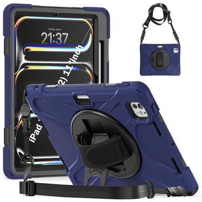 Rotatable Holder Silicone Hybrid PC Tablet Case with Shoulder Strap, For iPad Pro 11 2025 / 2024