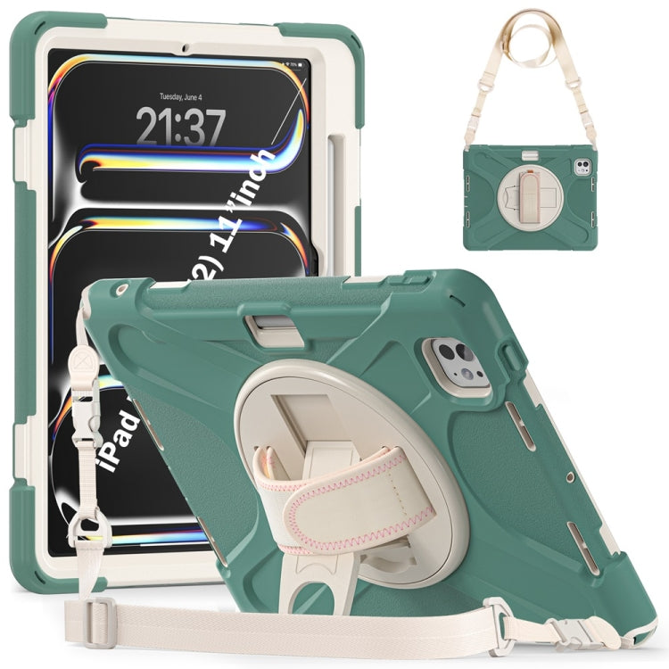 Rotatable Holder Silicone Hybrid PC Tablet Case with Shoulder Strap, For iPad Pro 13 2025 / 2024, For iPad Pro 11 2025 / 2024, For iPad Air 11 2024 / Air 11 2025