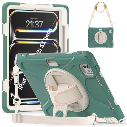 Rotatable Holder Silicone Hybrid PC Tablet Case with Shoulder Strap, For iPad Pro 13 2025 / 2024, For iPad Pro 11 2025 / 2024, For iPad Air 11 2024 / Air 11 2025