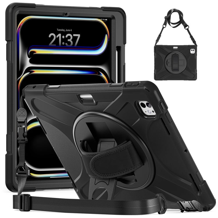 Rotatable Holder Silicone Hybrid PC Tablet Case with Shoulder Strap, For iPad Pro 13 2025 / 2024, For iPad Pro 11 2025 / 2024, For iPad Air 11 2024 / Air 11 2025