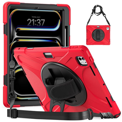 Rotatable Holder Silicone Hybrid PC Tablet Case with Shoulder Strap, For iPad Pro 13 2025 / 2024, For iPad Pro 11 2025 / 2024, For iPad Air 11 2024 / Air 11 2025