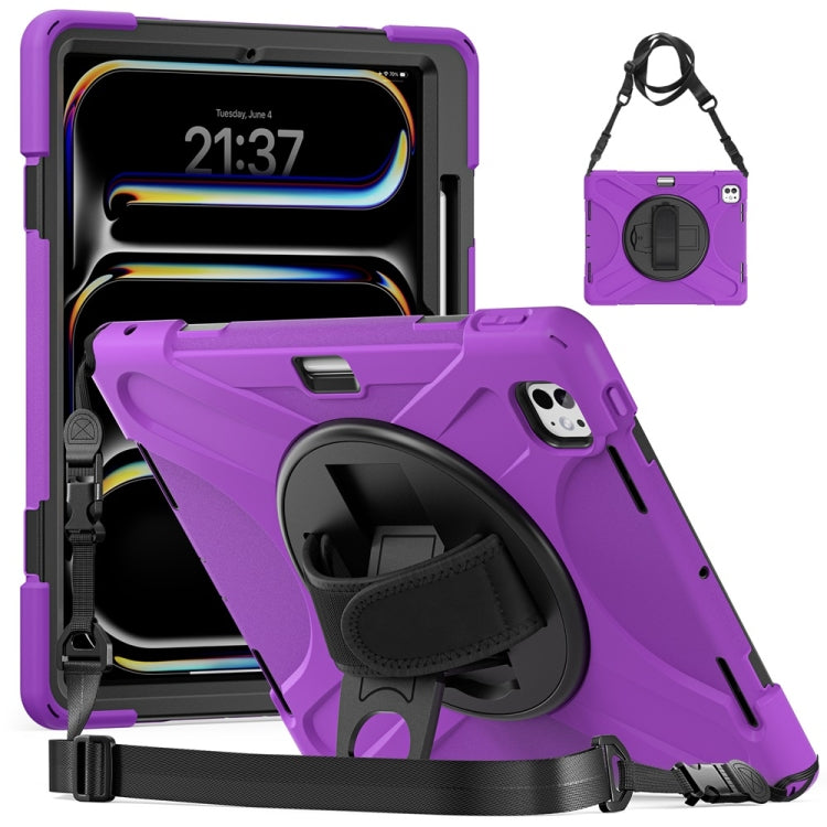 Rotatable Holder Silicone Hybrid PC Tablet Case with Shoulder Strap, For iPad Air 13 2026 / 2025 / 2024, For iPad Air 11 2026 / 2025 / 2024, For iPad Pro 13 2025 / 2024