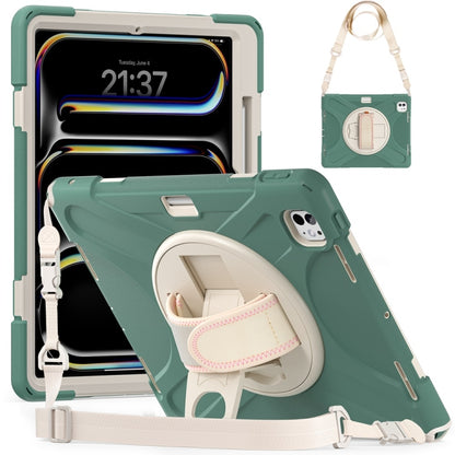 Rotatable Holder Silicone Hybrid PC Tablet Case with Shoulder Strap, For iPad Pro 13 2025 / 2024, For iPad Pro 11 2025 / 2024, For iPad Air 11 2024 / Air 11 2025