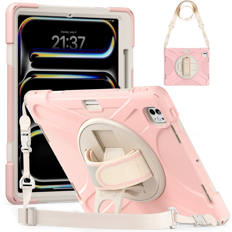 Rotatable Holder Silicone Hybrid PC Tablet Case with Shoulder Strap, For iPad Pro 13 2025 / 2024, For iPad Pro 11 2025 / 2024, For iPad Air 11 2024 / Air 11 2025