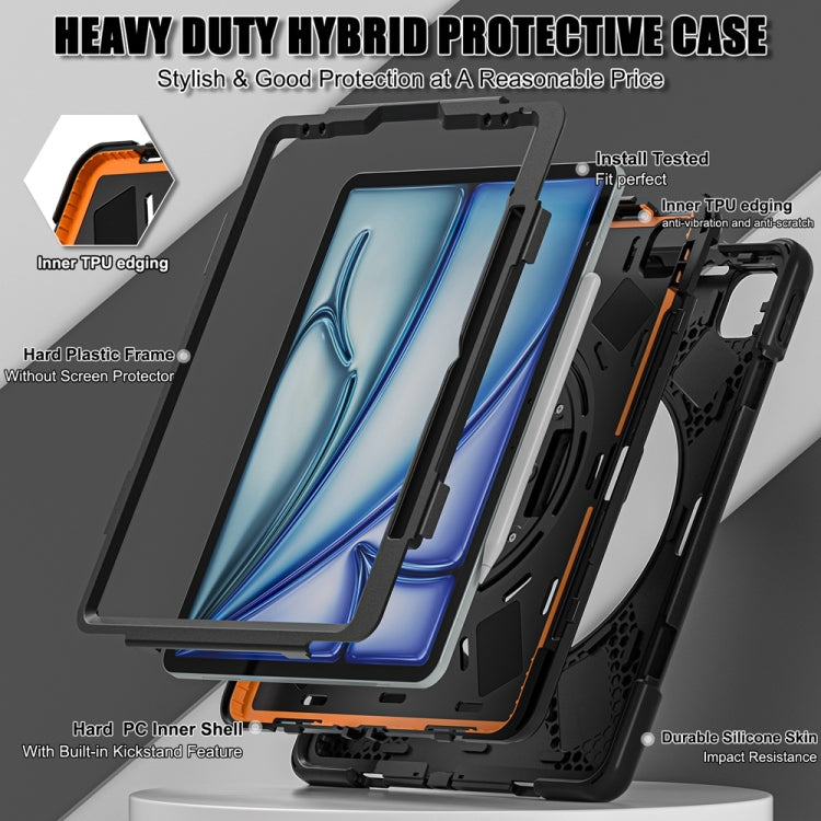 Rotatable Holder Silicone Hybrid PC Tablet Case with Shoulder Strap, For iPad Air 13 2026 / 2025 / 2024, For iPad Air 11 2026 / 2025 / 2024, For iPad Pro 13 2025 / 2024