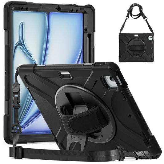 Rotatable Holder Silicone Hybrid PC Tablet Case with Shoulder Strap, For iPad Air 13 2024 / Air 13 2025