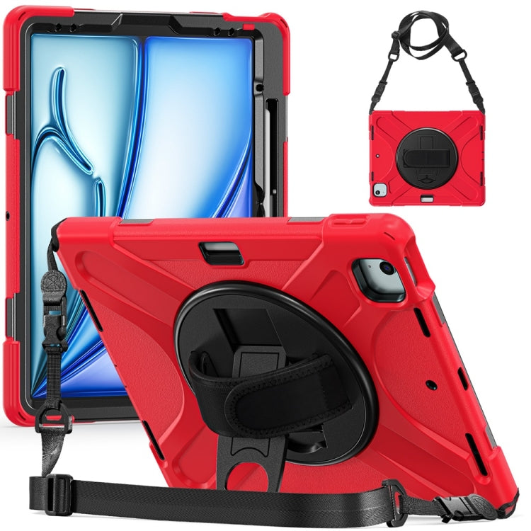 Rotatable Holder Silicone Hybrid PC Tablet Case with Shoulder Strap