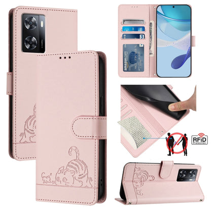 Cat Rat Embossed Pattern RFID Leather Phone Case with Lanyard, Series 1