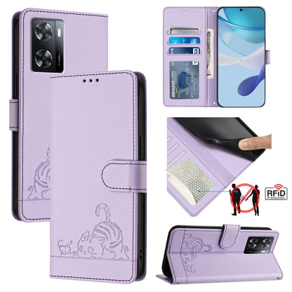 Cat Rat Embossed Pattern RFID Leather Phone Case with Lanyard, Series 1