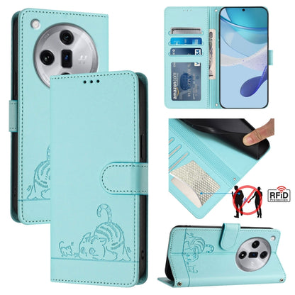 Cat Rat Embossed Pattern RFID Leather Phone Case with Lanyard, Series 1