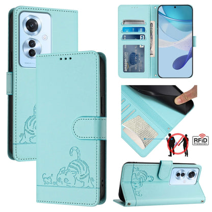 Cat Rat Embossed Pattern RFID Leather Phone Case with Lanyard, Series 1