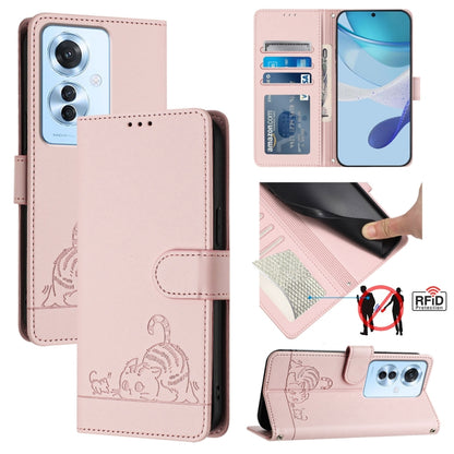 Cat Rat Embossed Pattern RFID Leather Phone Case with Lanyard, Series 1