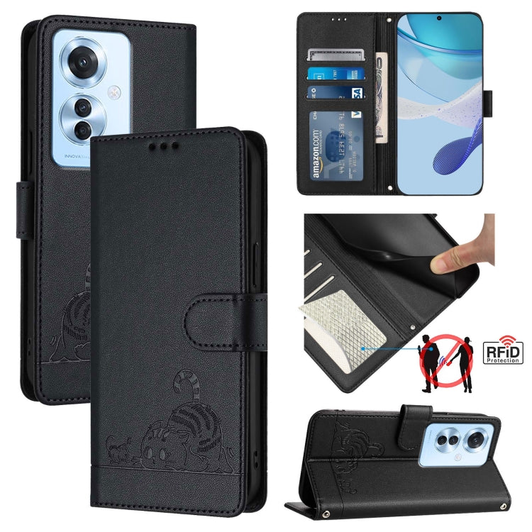 Cat Rat Embossed Pattern RFID Leather Phone Case with Lanyard, Series 1