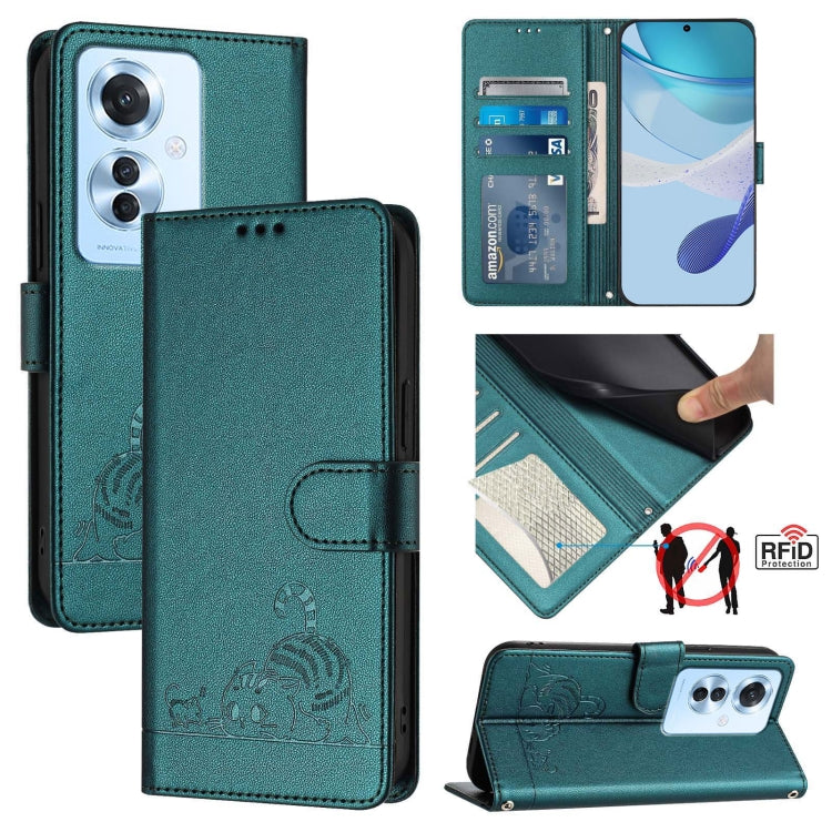 Cat Rat Embossed Pattern RFID Leather Phone Case with Lanyard, Series 1