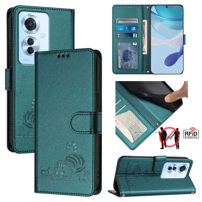 Cat Rat Embossed Pattern RFID Leather Phone Case with Lanyard, Series 1