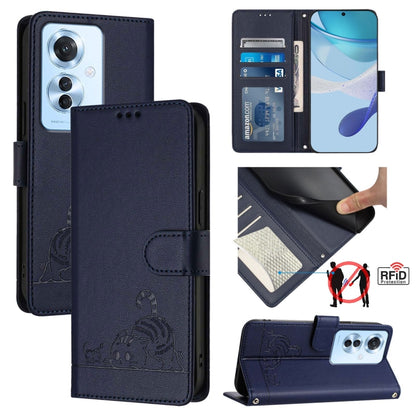 Cat Rat Embossed Pattern RFID Leather Phone Case with Lanyard, Series 1