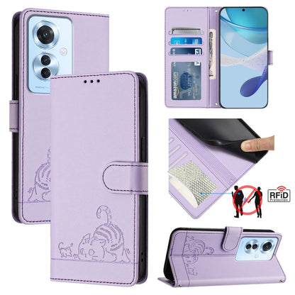 Cat Rat Embossed Pattern RFID Leather Phone Case with Lanyard, Series 1