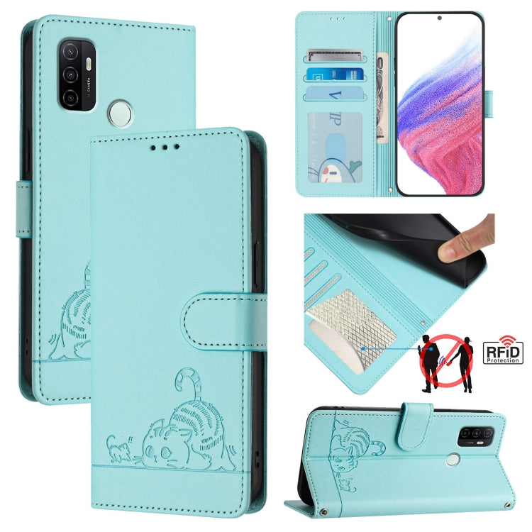 Cat Rat Embossed Pattern RFID Leather Phone Case with Lanyard, Series 1