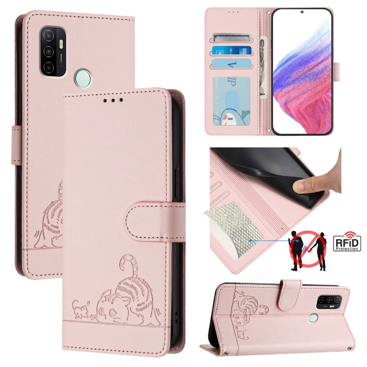 Cat Rat Embossed Pattern RFID Leather Phone Case with Lanyard, Series 1