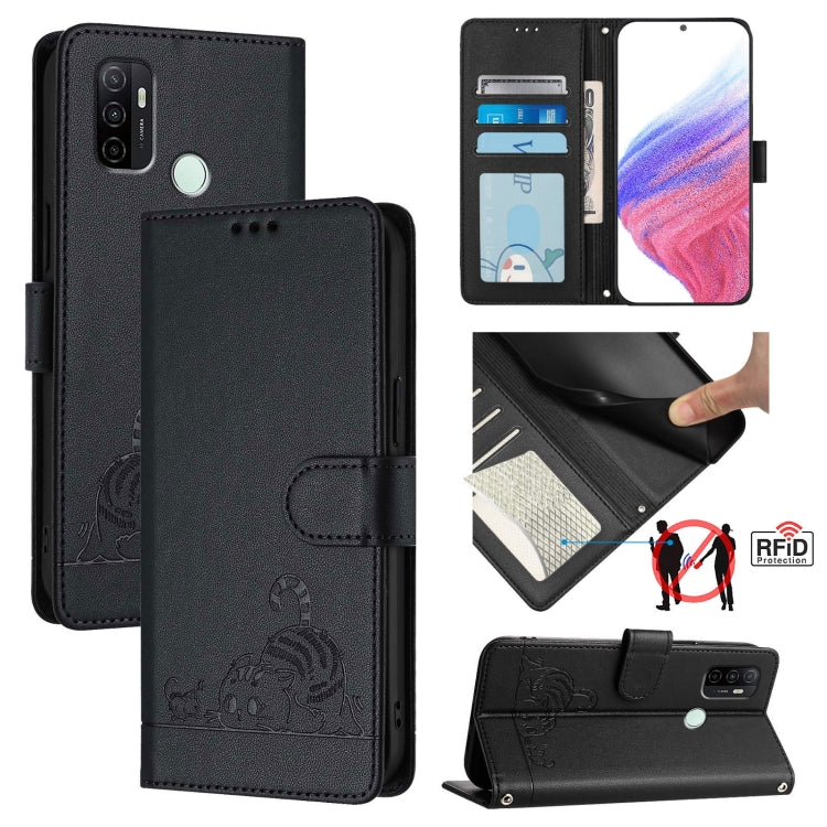 Cat Rat Embossed Pattern RFID Leather Phone Case with Lanyard, Series 1